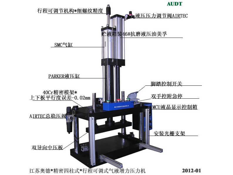 行程可調式氣液增力壓力機